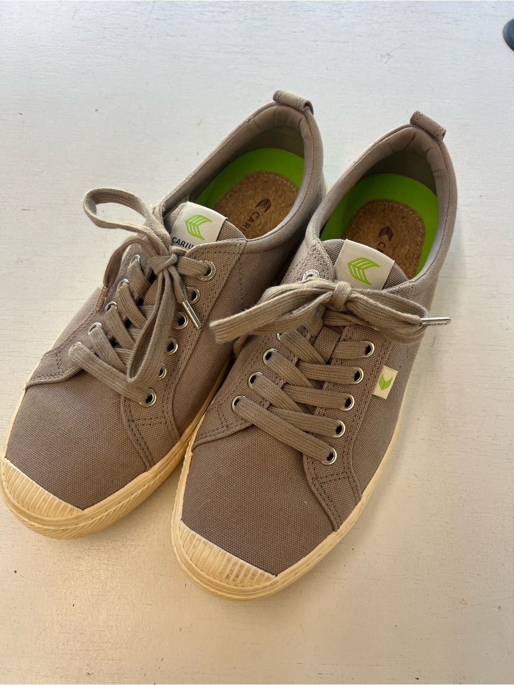 Cariuma Men's Canvas Sneakers in Taupe with Cream Sole